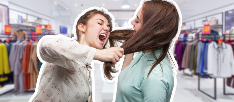 bolti verekedés, black friday, nők, bolt, ruhabolt, veszekedés, balhé Képek forrása Canva Getty Images Pro by luckyraccoon és Canva by nomadsoulphotos