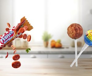 kolbászos túró rudi, húsgolyós nyalóka, Lidl szeretünk ALDI