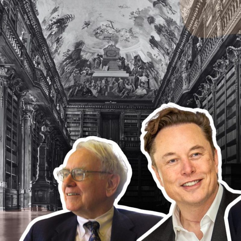 könyvtár, warren buffet, elon musk, bill gates Kép forrása Canva @tilialucida Portrék Wikipédia