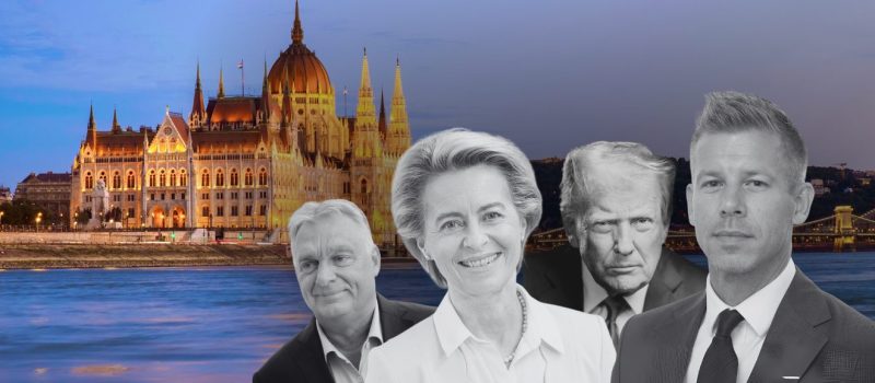 orbán viktor, magyar péter, parlament, ursula von der leyen, donald trump Szerkesztve Canva orván viktor, magyar péter, donald trump, ursula von der leyen