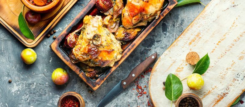 szilvás rozmaringos csirke, recept, bulgur